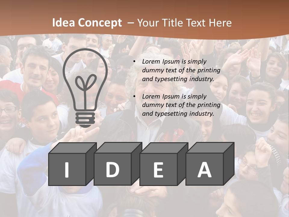 A Large Group Of People Are Gathered Together PowerPoint Template