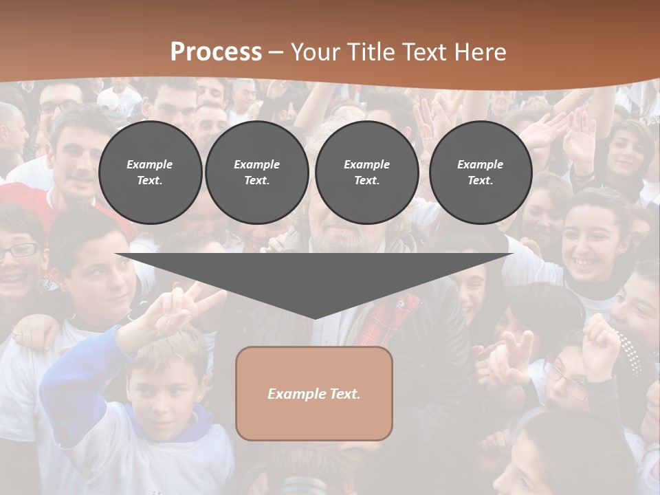 A Large Group Of People Are Gathered Together PowerPoint Template