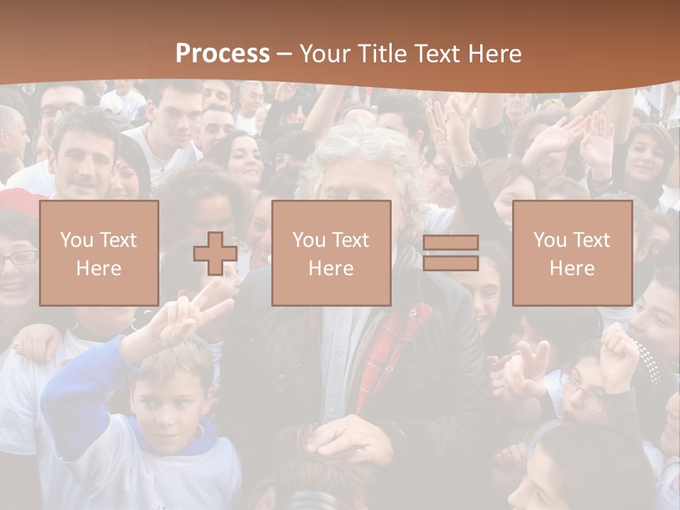 A Large Group Of People Are Gathered Together PowerPoint Template