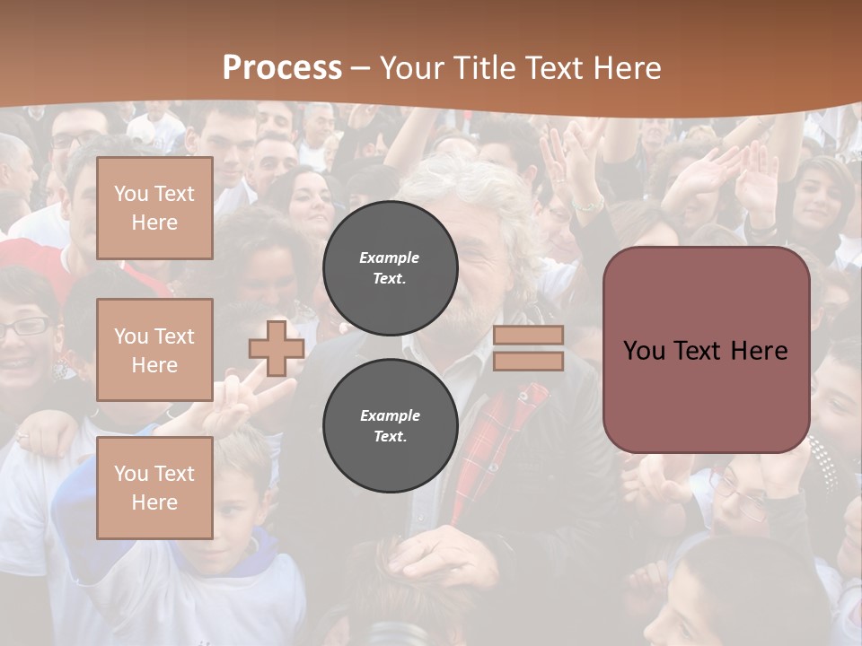 A Large Group Of People Are Gathered Together PowerPoint Template