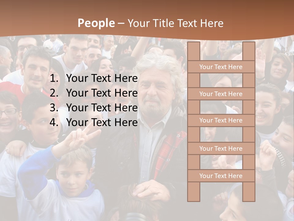 A Large Group Of People Are Gathered Together PowerPoint Template