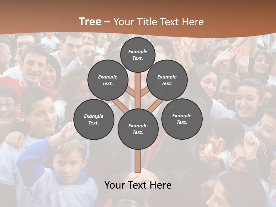 A Large Group Of People Are Gathered Together PowerPoint Template