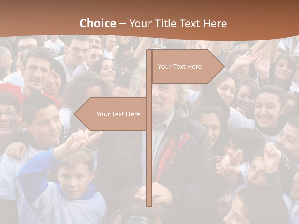 A Large Group Of People Are Gathered Together PowerPoint Template
