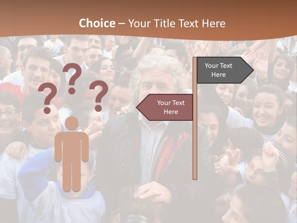 A Large Group Of People Are Gathered Together PowerPoint Template