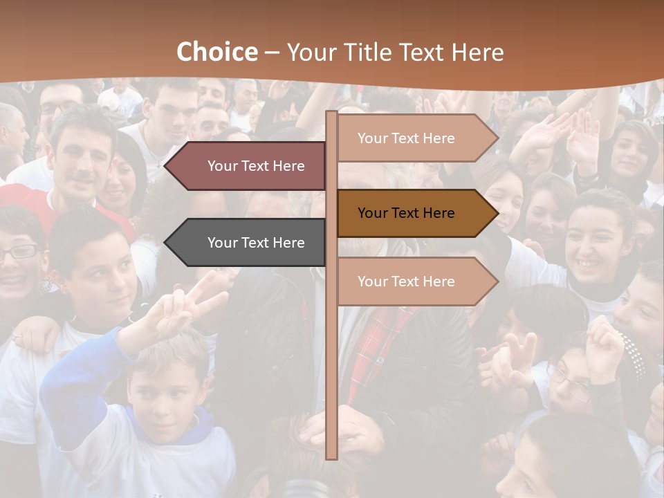 A Large Group Of People Are Gathered Together PowerPoint Template