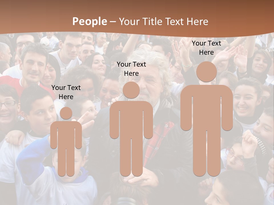 A Large Group Of People Are Gathered Together PowerPoint Template