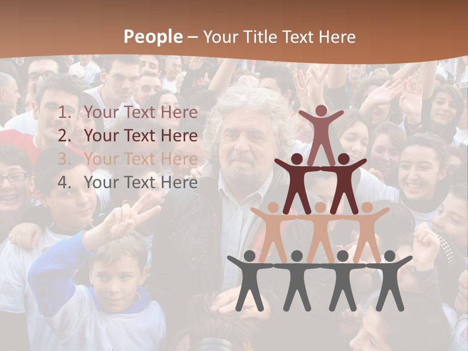 A Large Group Of People Are Gathered Together PowerPoint Template