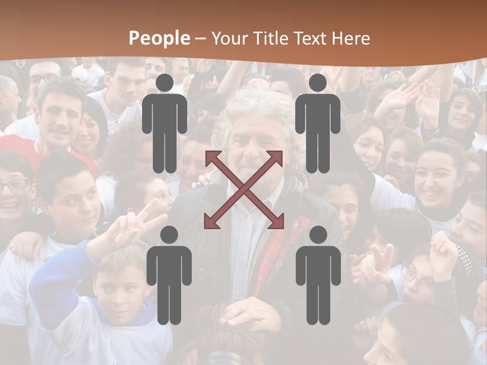 A Large Group Of People Are Gathered Together PowerPoint Template