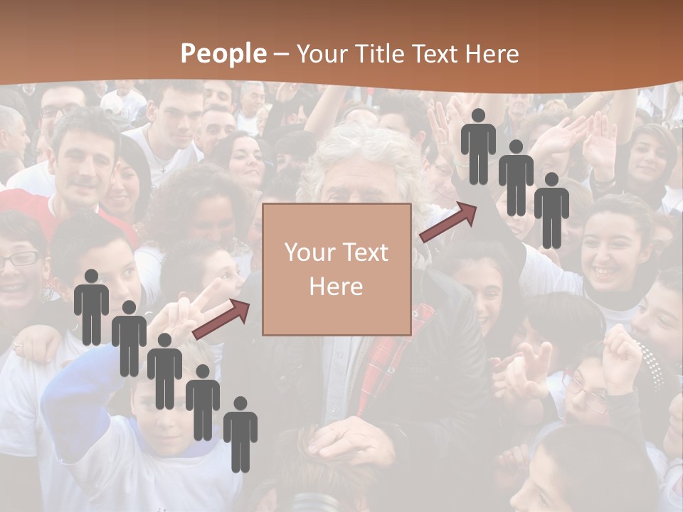 A Large Group Of People Are Gathered Together PowerPoint Template