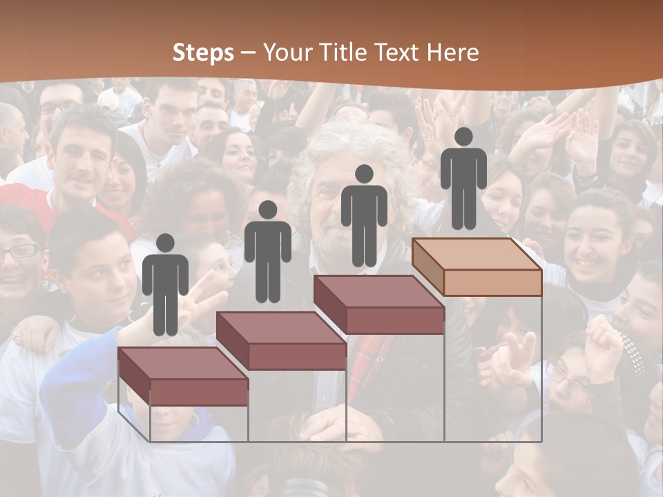 A Large Group Of People Are Gathered Together PowerPoint Template