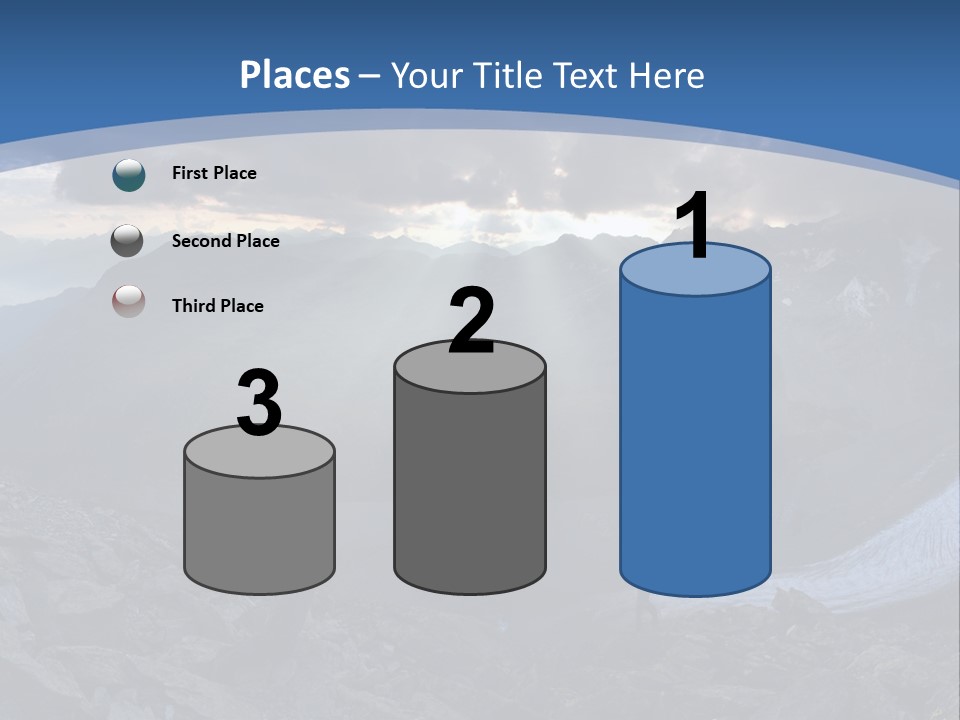 A Mountain Scene With The Sun Shining Through The Clouds PowerPoint Template
