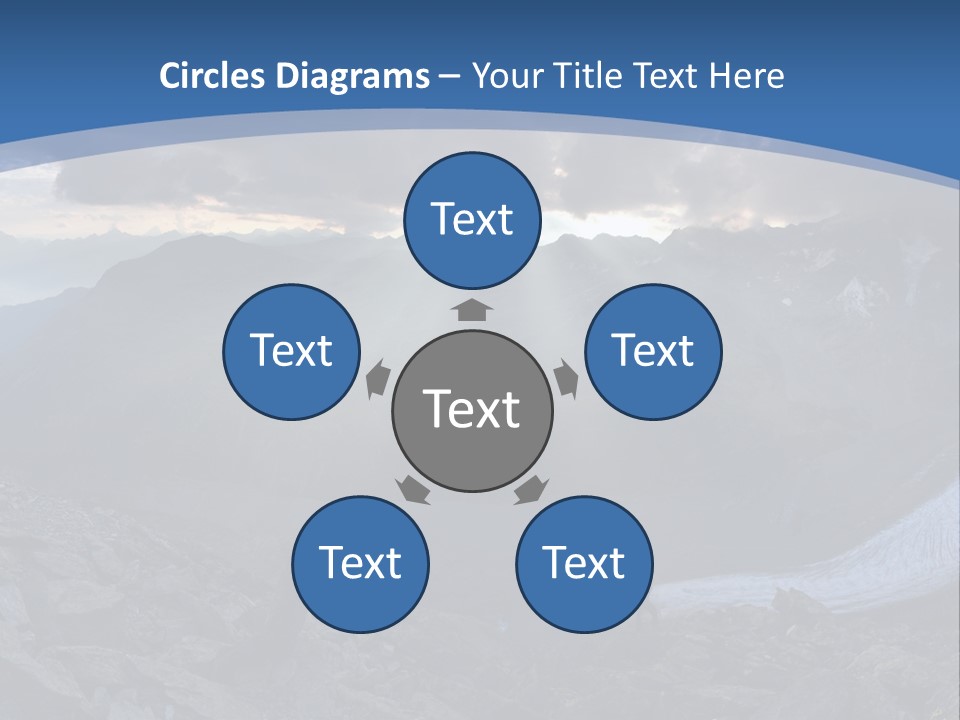 A Mountain Scene With The Sun Shining Through The Clouds PowerPoint Template
