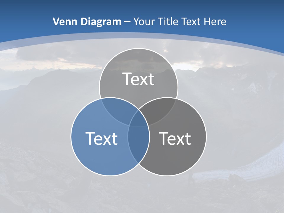 A Mountain Scene With The Sun Shining Through The Clouds PowerPoint Template