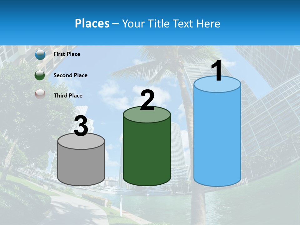 A Palm Tree Is In The Foreground Of A City PowerPoint Template