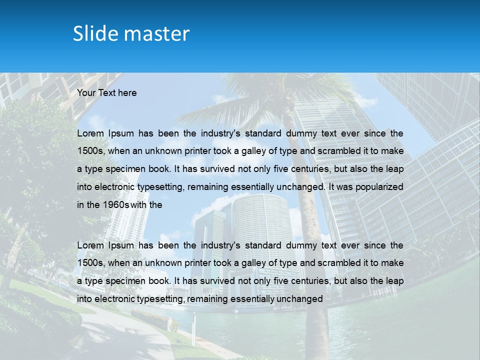 A Palm Tree Is In The Foreground Of A City PowerPoint Template