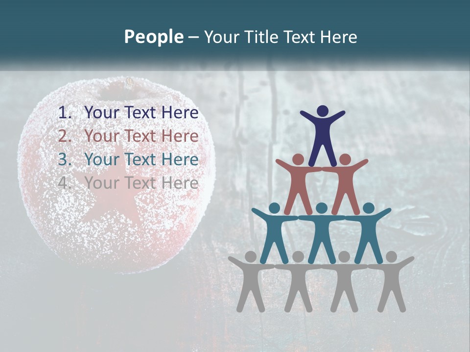 A Red Apple With A Star On It Sitting On A Wooden Table PowerPoint Template