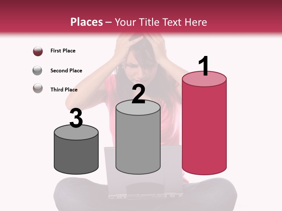 A Woman Sitting On The Floor With A Laptop PowerPoint Template