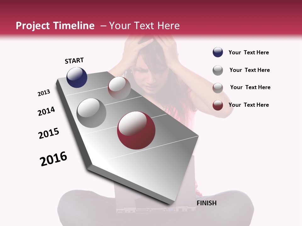 A Woman Sitting On The Floor With A Laptop PowerPoint Template