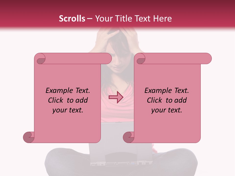 A Woman Sitting On The Floor With A Laptop PowerPoint Template