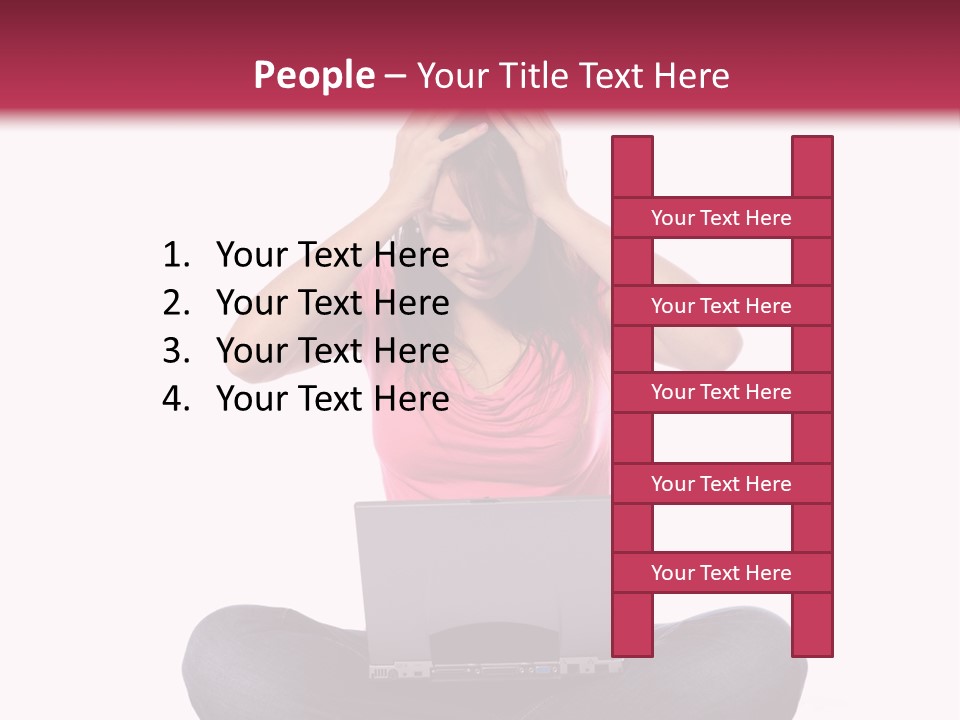 A Woman Sitting On The Floor With A Laptop PowerPoint Template