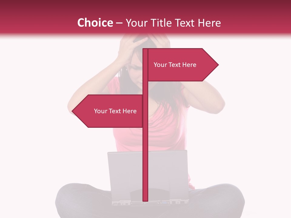 A Woman Sitting On The Floor With A Laptop PowerPoint Template
