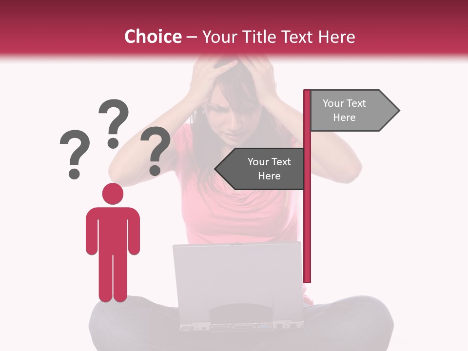 A Woman Sitting On The Floor With A Laptop PowerPoint Template