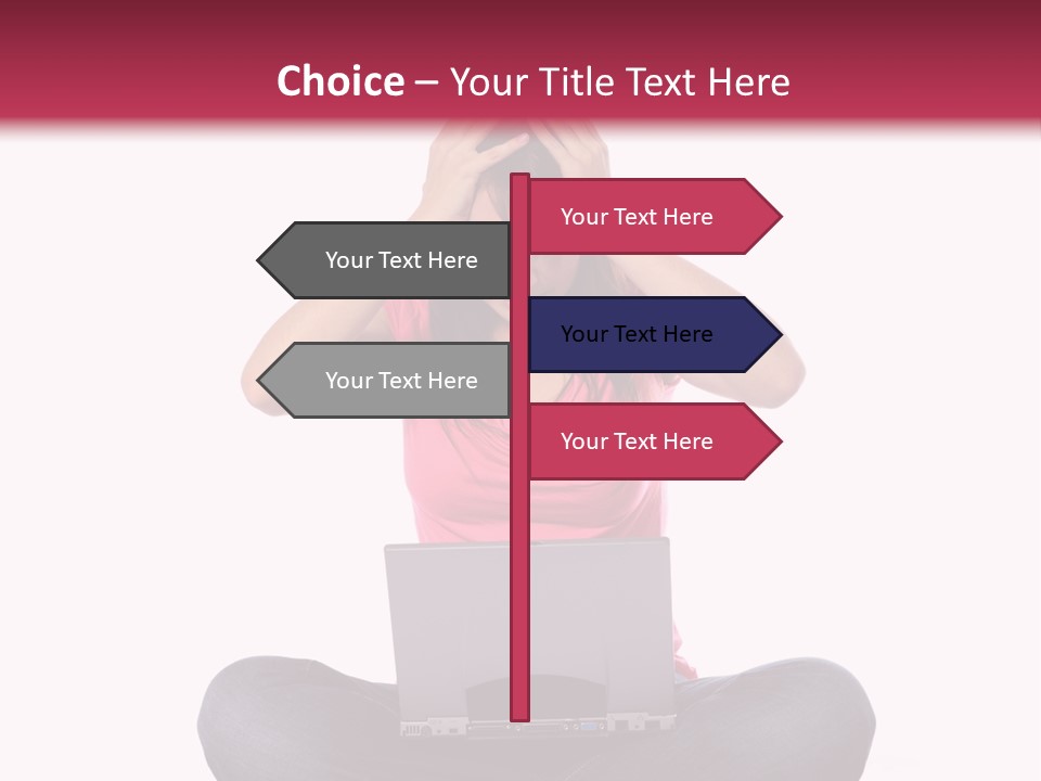 A Woman Sitting On The Floor With A Laptop PowerPoint Template