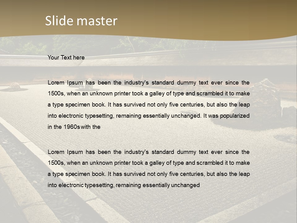 A Japanese Garden With Rocks And Rocks On The Ground PowerPoint Template