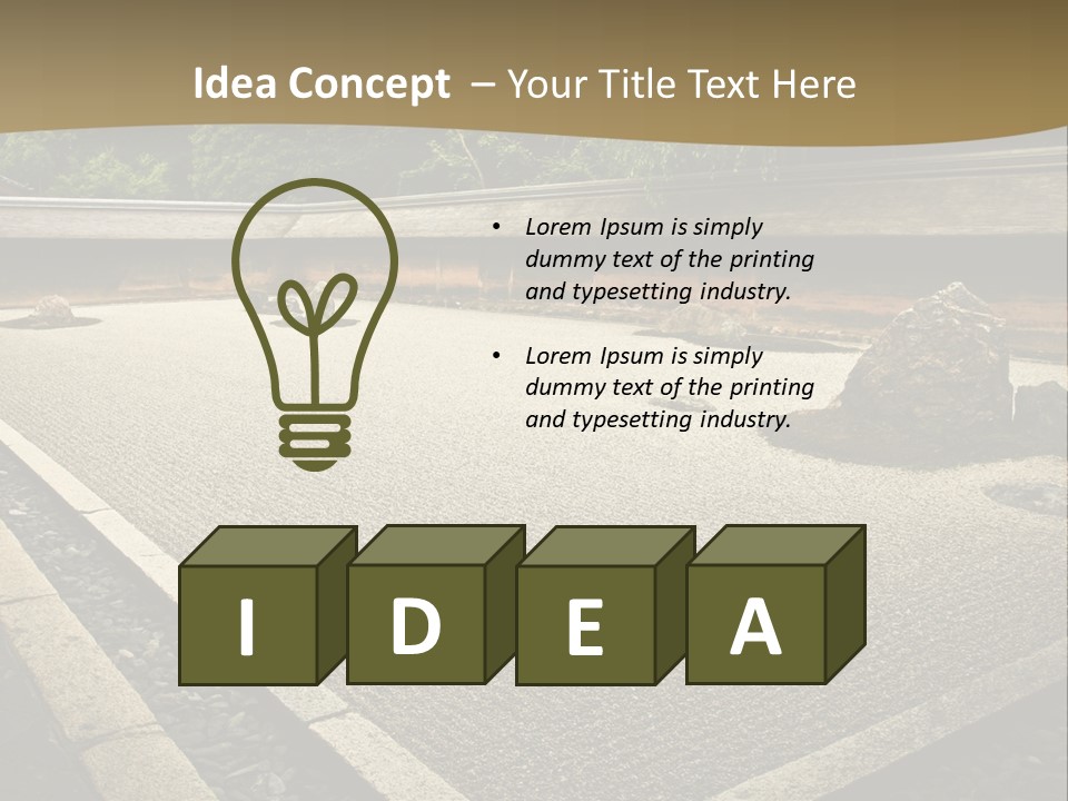 A Japanese Garden With Rocks And Rocks On The Ground PowerPoint Template