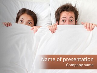 A Man And A Woman Hiding Under A Blanket PowerPoint Template
