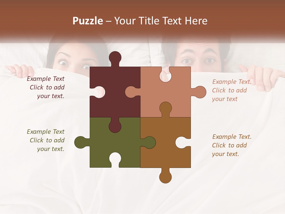 A Man And A Woman Hiding Under A Blanket PowerPoint Template