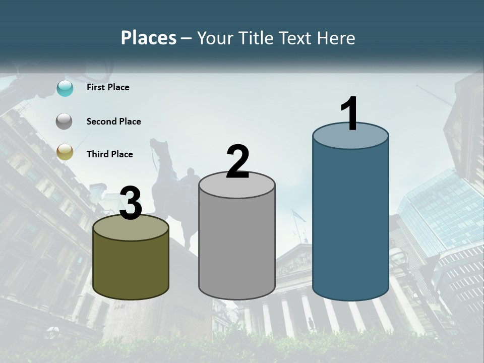 A Statue Of A Man On A Horse In A City PowerPoint Template