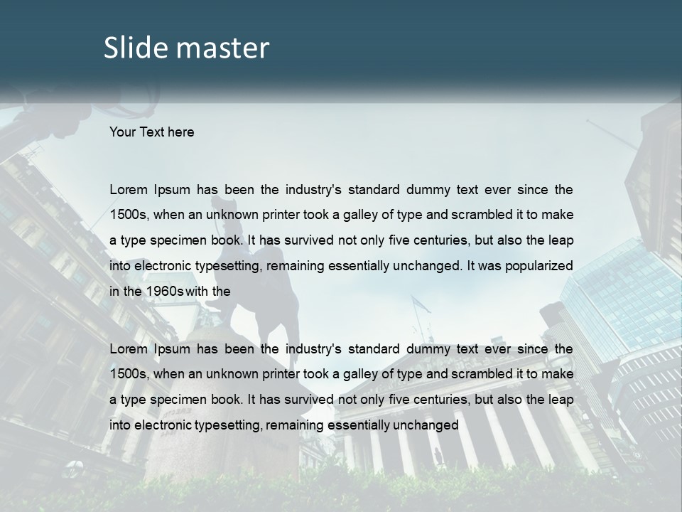 A Statue Of A Man On A Horse In A City PowerPoint Template