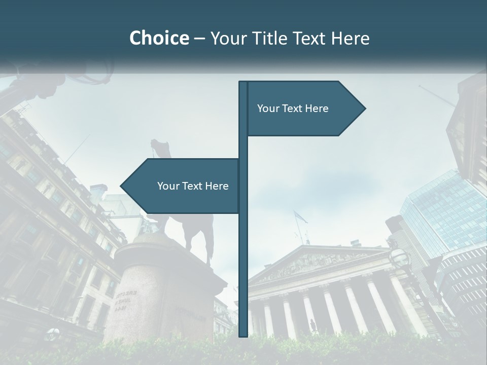 A Statue Of A Man On A Horse In A City PowerPoint Template