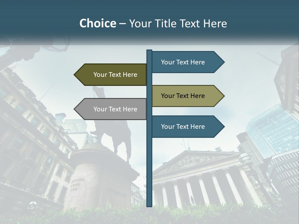 A Statue Of A Man On A Horse In A City PowerPoint Template