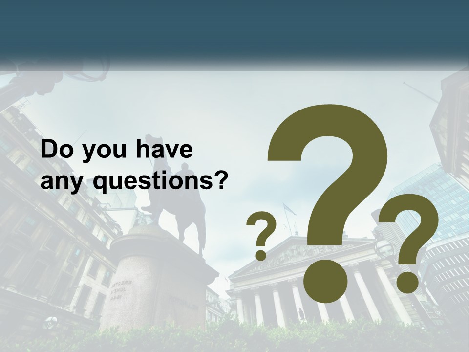 A Statue Of A Man On A Horse In A City PowerPoint Template