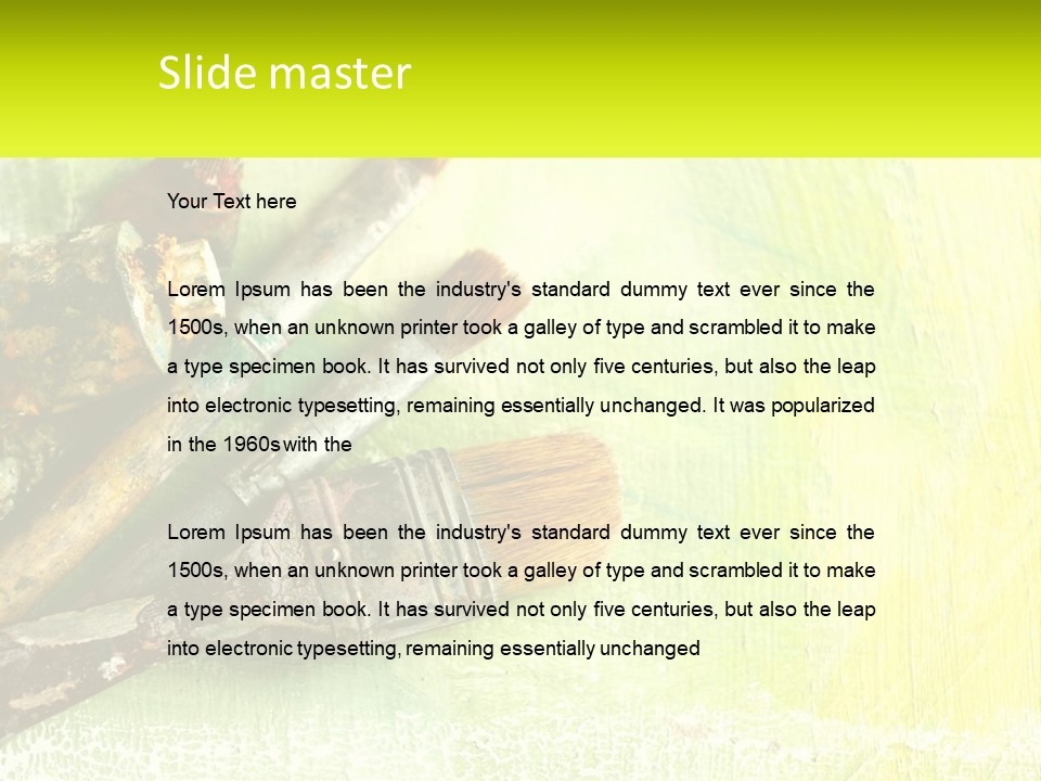 A Group Of Paint Brushes Sitting On Top Of A Table PowerPoint Template