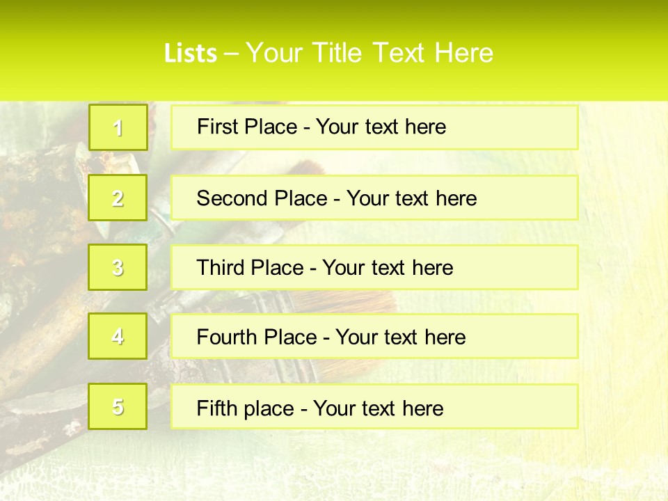 A Group Of Paint Brushes Sitting On Top Of A Table PowerPoint Template