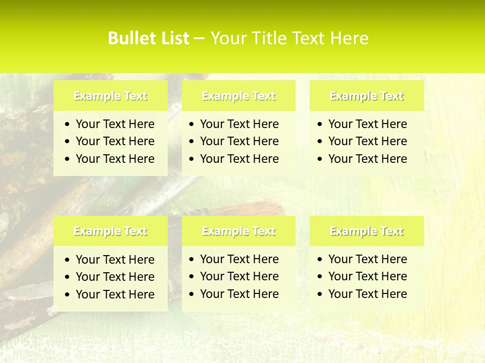 A Group Of Paint Brushes Sitting On Top Of A Table PowerPoint Template