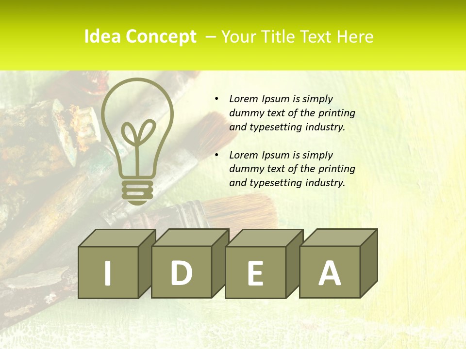 A Group Of Paint Brushes Sitting On Top Of A Table PowerPoint Template