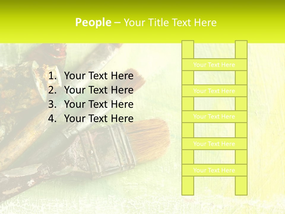 A Group Of Paint Brushes Sitting On Top Of A Table PowerPoint Template