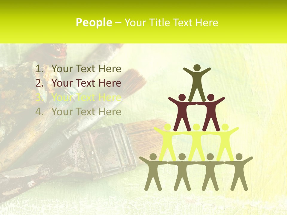 A Group Of Paint Brushes Sitting On Top Of A Table PowerPoint Template