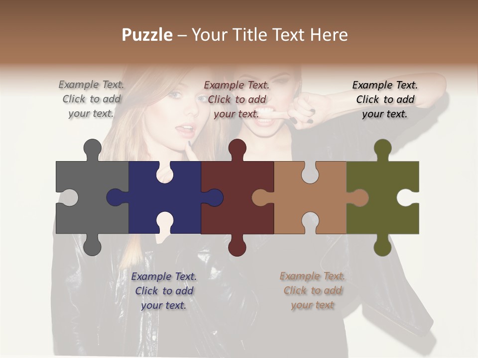 Two Beautiful Young Women Standing Next To Each Other PowerPoint Template