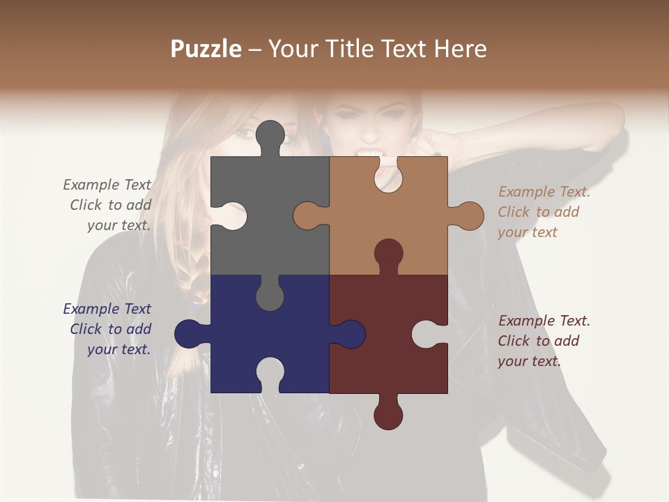Two Beautiful Young Women Standing Next To Each Other PowerPoint Template