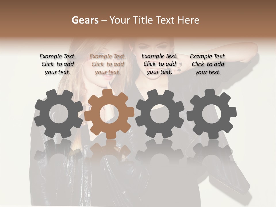 Two Beautiful Young Women Standing Next To Each Other PowerPoint Template