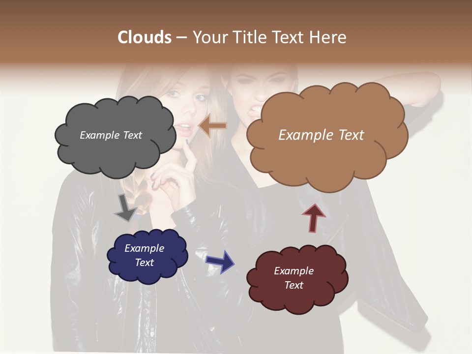 Two Beautiful Young Women Standing Next To Each Other PowerPoint Template