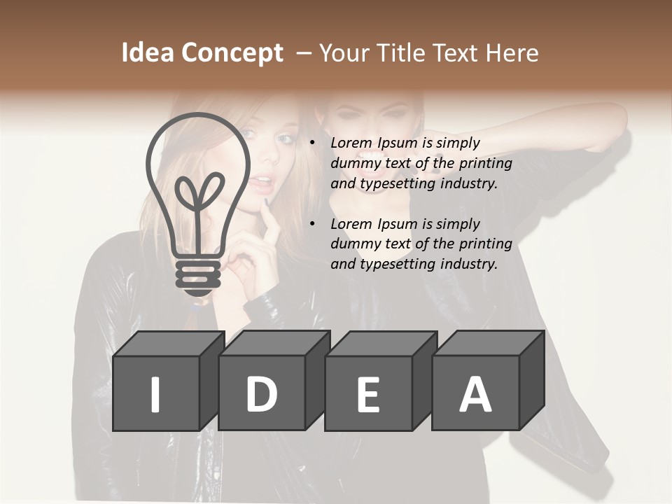 Two Beautiful Young Women Standing Next To Each Other PowerPoint Template