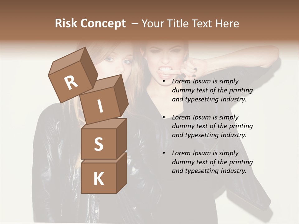 Two Beautiful Young Women Standing Next To Each Other PowerPoint Template