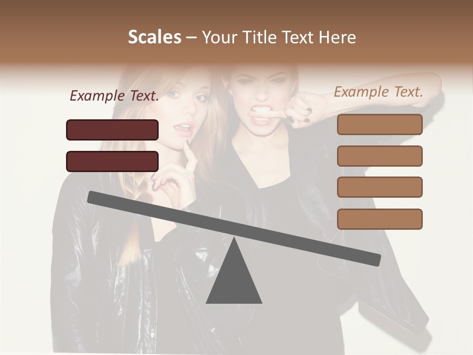 Two Beautiful Young Women Standing Next To Each Other PowerPoint Template