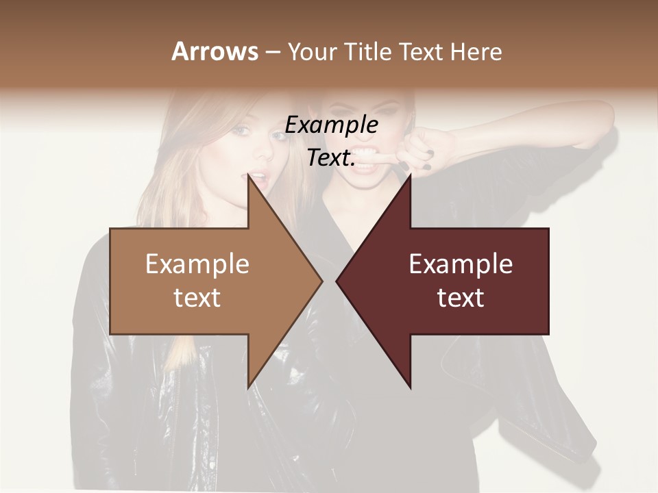 Two Beautiful Young Women Standing Next To Each Other PowerPoint Template
